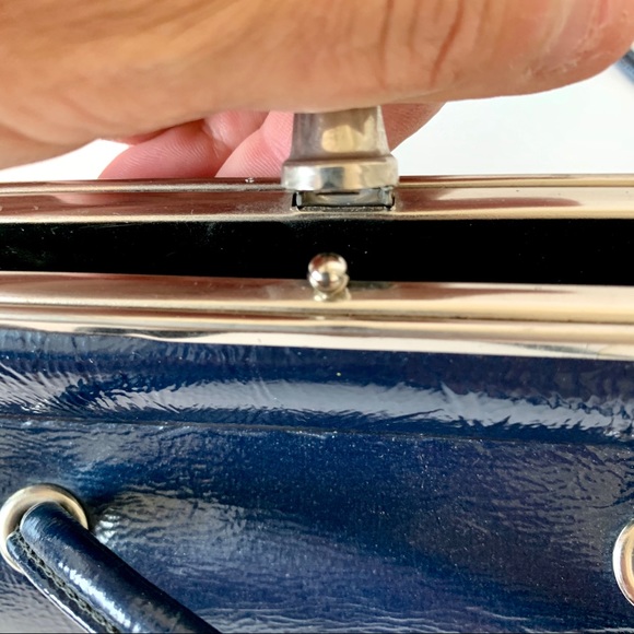 Bags Vintage Navy Blue Frame Purse With Grommet Handles Poshmark